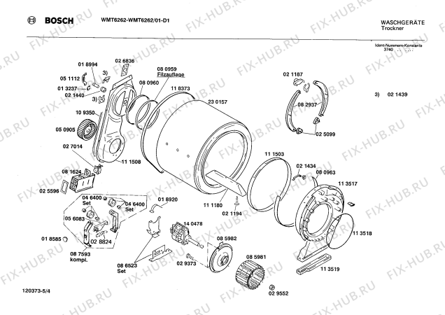 Взрыв-схема сушильной машины Bosch WMT6262 - Схема узла 04