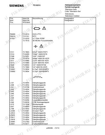 Схема №15 FS192V4 с изображением Сервисная инструкция для телевизора Siemens 00535414