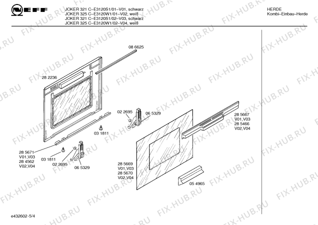 Схема №5 E3130W1 JOKER 335 C CLOU с изображением Панель управления для духового шкафа Bosch 00288828