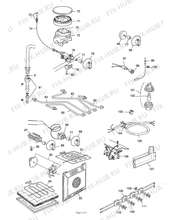 Взрыв-схема плиты (духовки) DELONGHI 8644W cucina - Схема узла 2