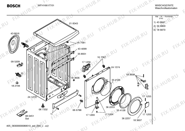 Взрыв-схема стиральной машины Bosch WFH1661IT Maxx Easy WFH 1661 - Схема узла 02