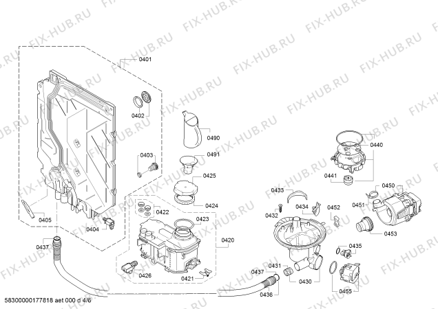 Взрыв-схема посудомоечной машины Bosch SMV58L20EU SilencePlus - Схема узла 04