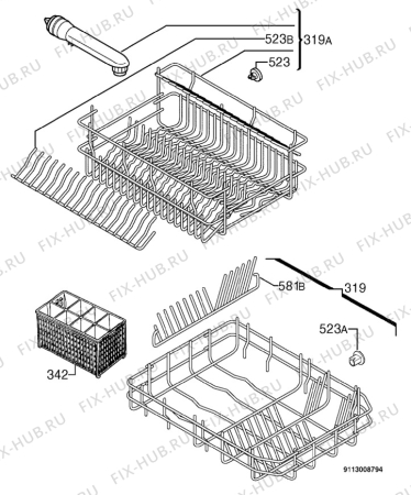 Взрыв-схема посудомоечной машины Electrolux ESL4135 - Схема узла Basket 160