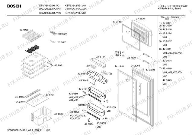 Схема №3 KSV33642 с изображением Дверь для холодильника Bosch 00242065