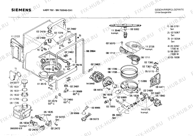 Взрыв-схема посудомоечной машины Siemens SN752045 - Схема узла 02