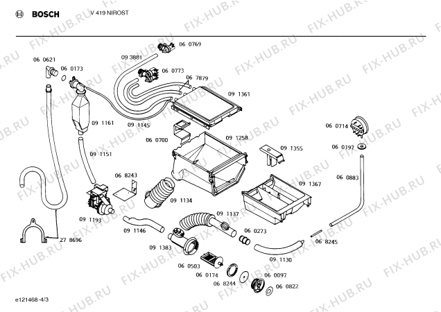 Схема №4 V419NIROST с изображением Кнопка для стиралки Bosch 00067873
