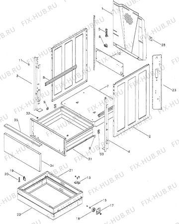 Взрыв-схема плиты (духовки) Zanussi Z645FD - Схема узла H10 Chassis