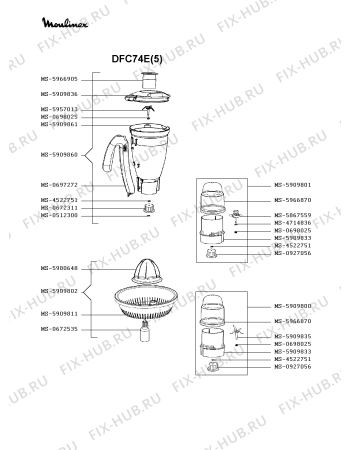 Взрыв-схема кухонного комбайна Moulinex DFC74E(5) - Схема узла HP003144.5P2