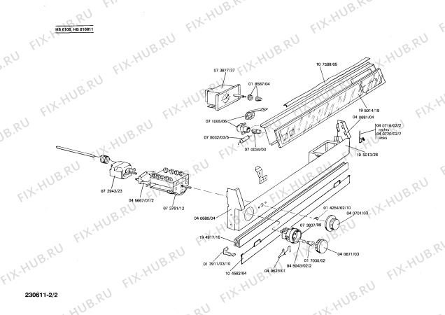 Взрыв-схема плиты (духовки) Siemens HB610811 - Схема узла 02