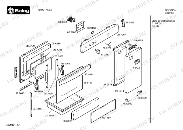 Схема №5 3CM417B с изображением Панель для духового шкафа Bosch 00217057