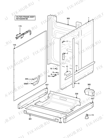 Взрыв-схема плиты (духовки) Parkinson Cowan CSIG417BN - Схема узла H10 Outer Frame