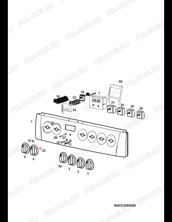 Взрыв-схема плиты (духовки) Electrolux EKC7153 - Схема узла H10 Control Panel