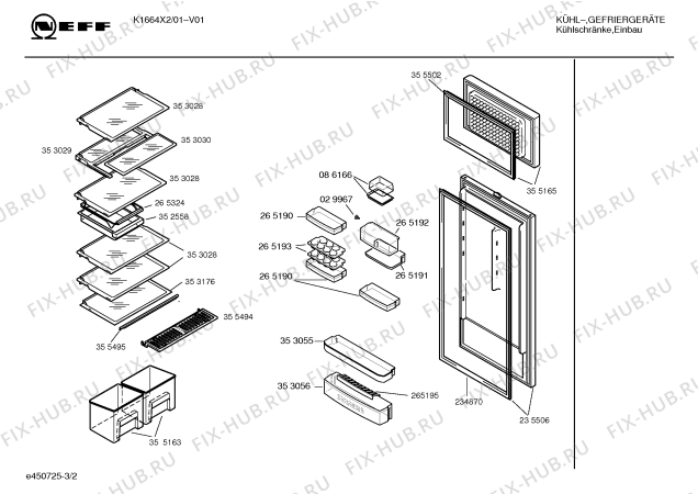 Взрыв-схема холодильника Neff K1664X2 - Схема узла 02