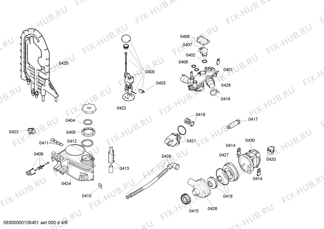 Взрыв-схема посудомоечной машины Bosch SGS43E92EU Balance - Схема узла 04