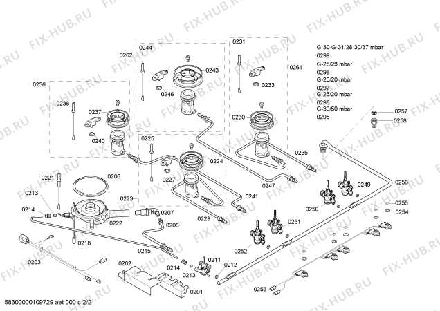 Взрыв-схема плиты (духовки) Bosch PGV975K01E - Схема узла 02