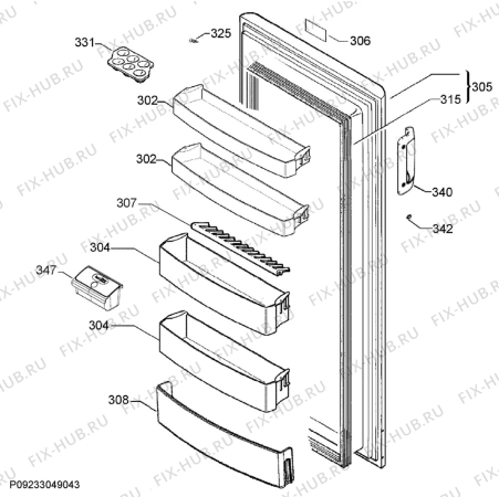 Взрыв-схема холодильника Zanussi ZRA40113WV - Схема узла Door