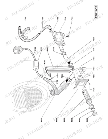 Схема №9 HWU085MBWG с изображением Ручка (крючок) люка для стиральной машины Whirlpool 481249848051