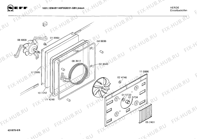 Взрыв-схема плиты (духовки) Neff B1140F0GB 10311EM - Схема узла 06