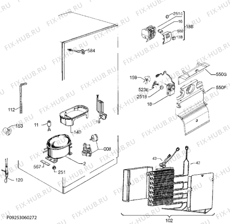 Взрыв-схема холодильника Ikea KYLD 10282358 - Схема узла Cooling system 017