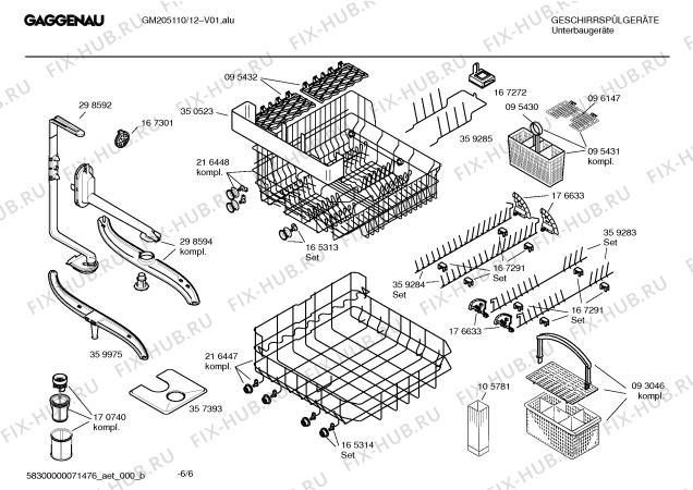 Схема №6 GM215110 с изображением Инструкция по эксплуатации Gaggenau для посудомоечной машины Bosch 00528101