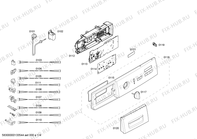 Схема №4 WM08E21GTR с изображением Панель управления для стиралки Siemens 00673673