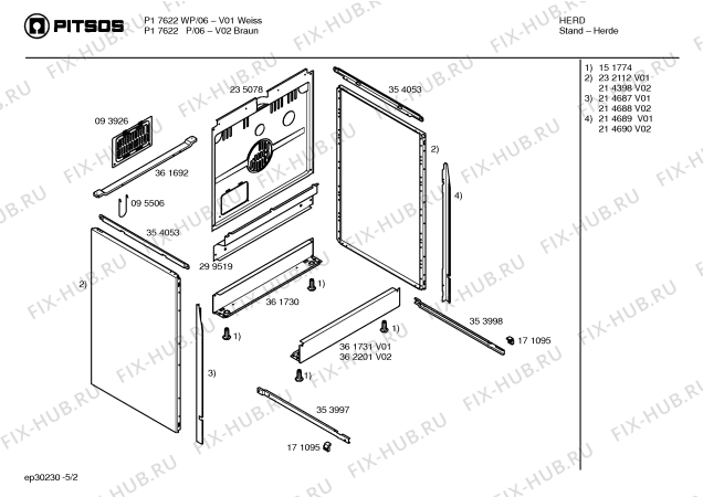 Схема №4 P17622P с изображением Ручка выбора температуры для плиты (духовки) Bosch 00171137