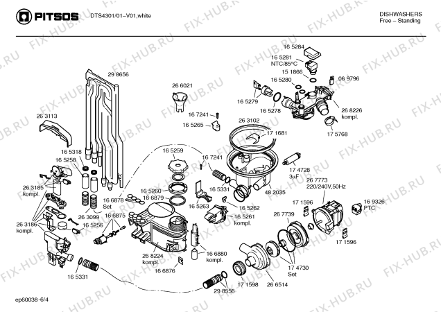Взрыв-схема посудомоечной машины Pitsos DTS4301 - Схема узла 04