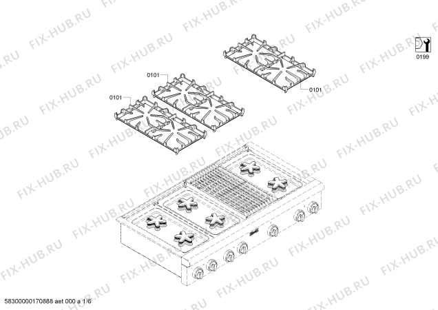 Схема №6 PC486GLBS с изображением Коллектор для плиты (духовки) Bosch 00663744