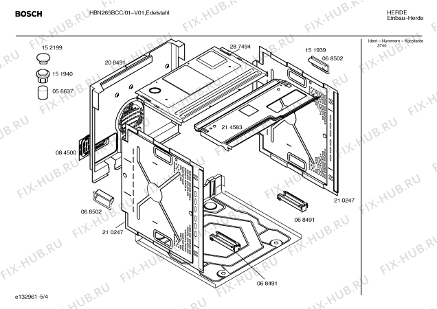 Взрыв-схема плиты (духовки) Bosch HBN265BCC - Схема узла 04