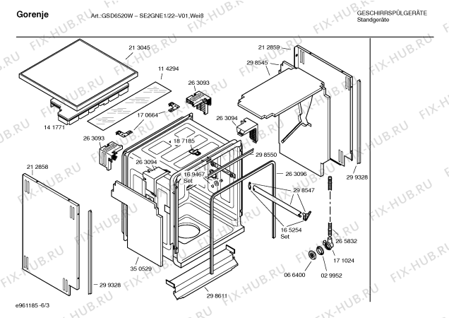 Схема №6 SE2GNE1 с изображением Передняя панель для посудомоечной машины Bosch 00434888