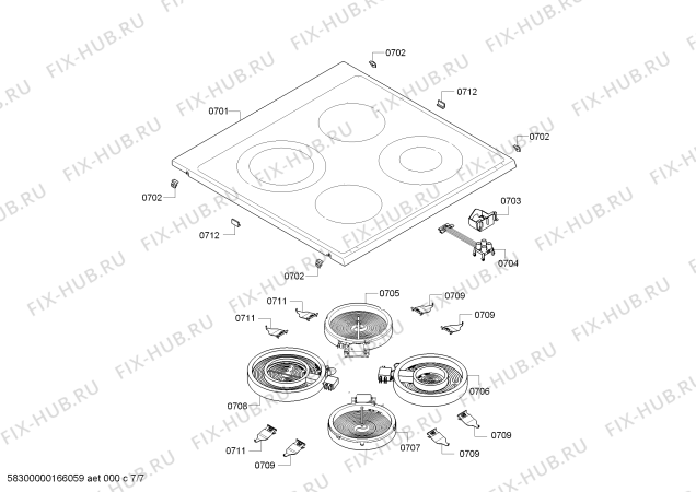Схема №7 PHCB856251 с изображением Стеклокерамика для плиты (духовки) Bosch 00712095