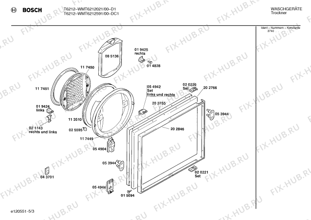 Взрыв-схема сушильной машины Bosch WMT6212591 T610 - Схема узла 03