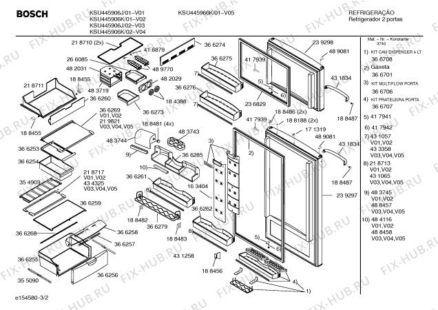 Взрыв-схема холодильника Bosch KSU445906K REFRIG BOSCH NO FROST 410L INOX 220V - Схема узла 02