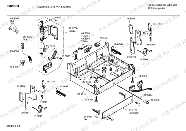 Взрыв-схема посудомоечной машины Bosch SGU4603EU Logixxautomatic - Схема узла 05