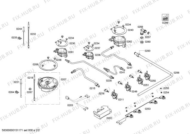 Взрыв-схема плиты (духовки) Bosch PCI815C91N - Схема узла 02