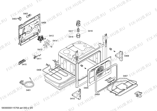 Взрыв-схема плиты (духовки) Bosch HSV745020L - Схема узла 04