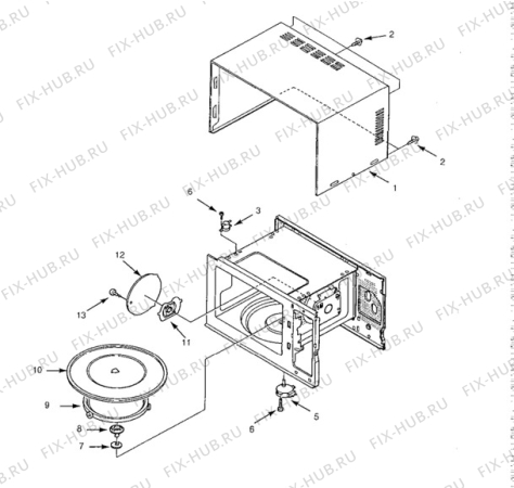 Взрыв-схема микроволновой печи Electrolux EME2362 - Схема узла Oven body