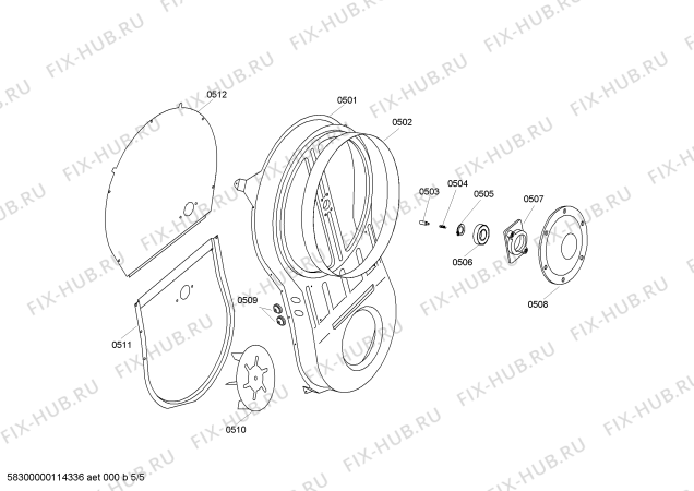 Взрыв-схема сушильной машины Balay 3SE936CE - Схема узла 05