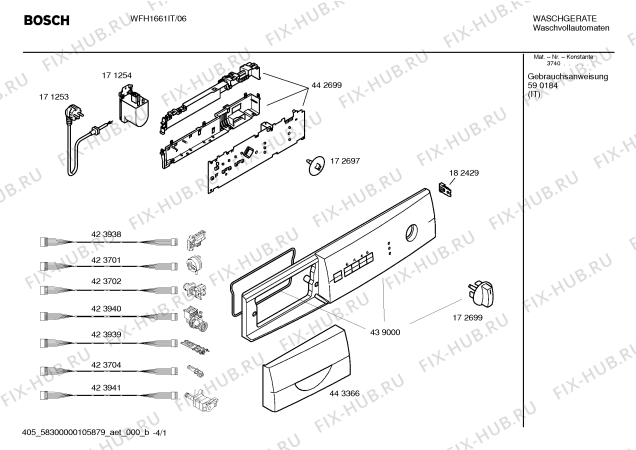 Схема №4 WFH1661IT Maxx Easy WFH 1661 с изображением Панель управления для стиральной машины Bosch 00439000