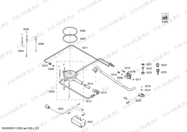 Схема №2 N2462N3NL с изображением Труба для плиты (духовки) Siemens 00442713