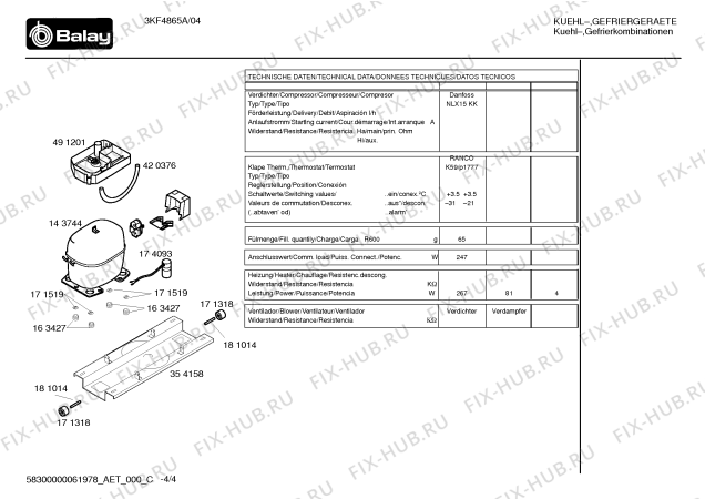 Схема №4 3FG5783F2 с изображением Уплотнитель двери для холодильной камеры Bosch 00239613