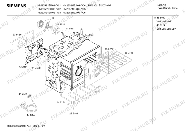 Схема №5 HM23420PL, Siemens с изображением Столешница для духового шкафа Siemens 00240437