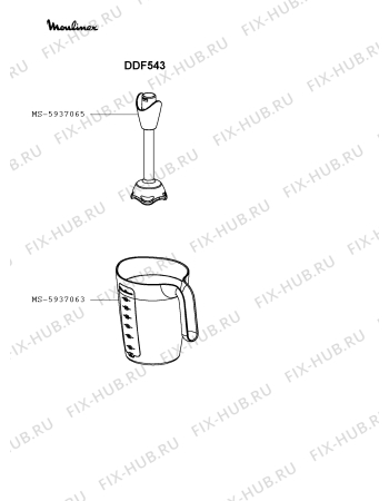 Взрыв-схема блендера (миксера) Moulinex DDF543 - Схема узла BP003050.3P2