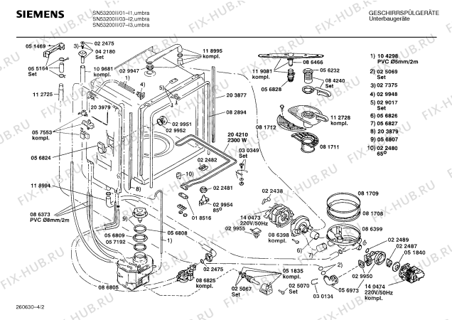 Взрыв-схема посудомоечной машины Siemens SN53200II - Схема узла 02