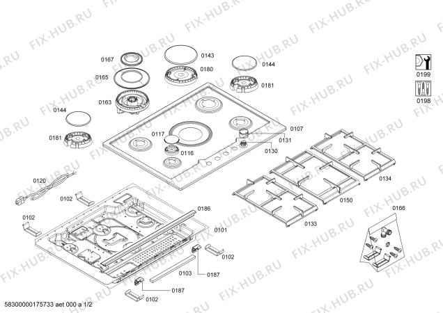 Схема №2 EC715RB90E ENC.EC715RB90E 4G+1W SE70F IH5 с изображением Варочная панель для плиты (духовки) Siemens 00683188