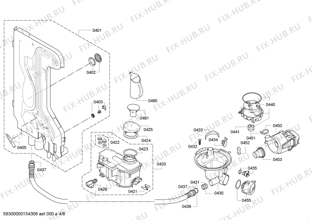 Взрыв-схема посудомоечной машины Bosch SMI40E65EU - Схема узла 04