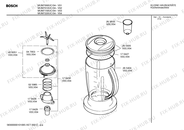 Взрыв-схема кухонного комбайна Bosch MUM7220UC CONCEPT 7200 electronic - Схема узла 04