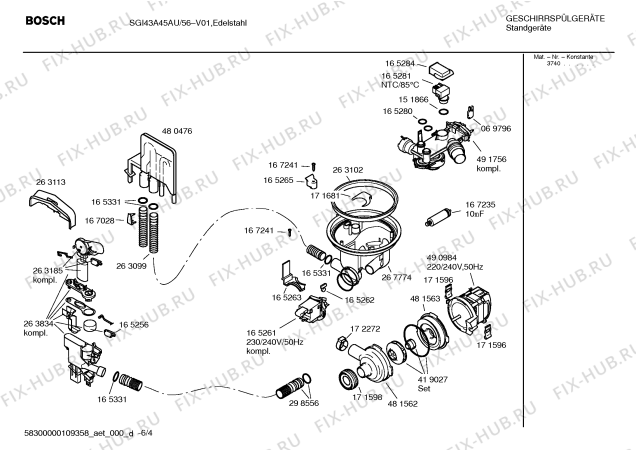 Схема №6 SGI43A45AU с изображением Передняя панель для электропосудомоечной машины Bosch 00436475