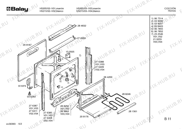 Схема №5 H5215 с изображением Хомут для плиты (духовки) Bosch 00038683