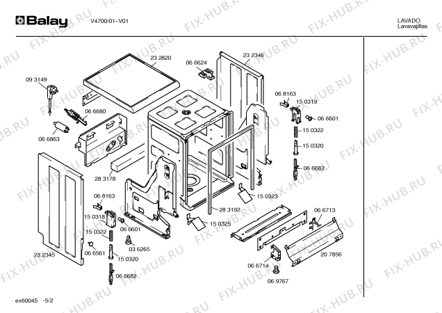 Взрыв-схема посудомоечной машины Balay V4700 - Схема узла 02